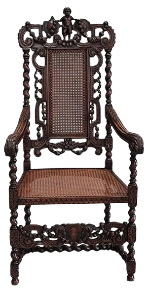 Large Vintage Louis XIII Style Beech Armchair
