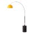 1980s Nova of California Mustard Floor Lamp - 92" Mid Century Modern Arc Lamp, Black Oak Base, Dimmable For Sale