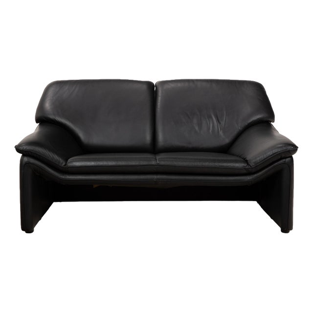 Black Leather Atlanta Two-Seater Sofa by Lauser For Sale