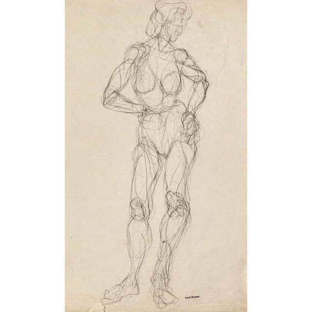 Study of Figure is original drawings in pen on ivory paper, realized by Louis Durand, with the stamp of ''Louis Durand''...