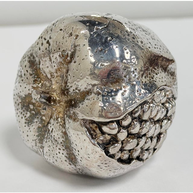 Metal Vintage Silver Plate Pomegranate Paper Weight For Sale - Image 7 of 7