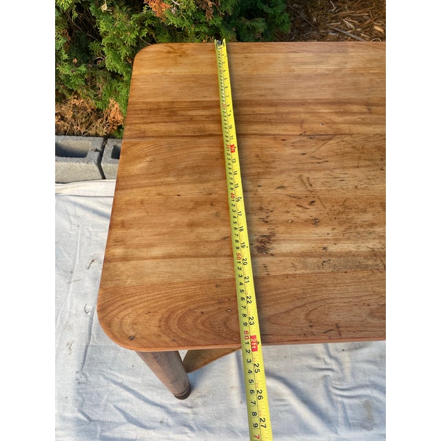 Antique American Farmhouse Work Table With Drawer, Turned Legs For Sale - Image 10 of 10