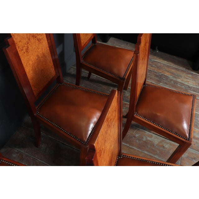 Art Deco French Dining Chairs in Amboyna, 1930, Set of 6 For Sale - Image 9 of 16