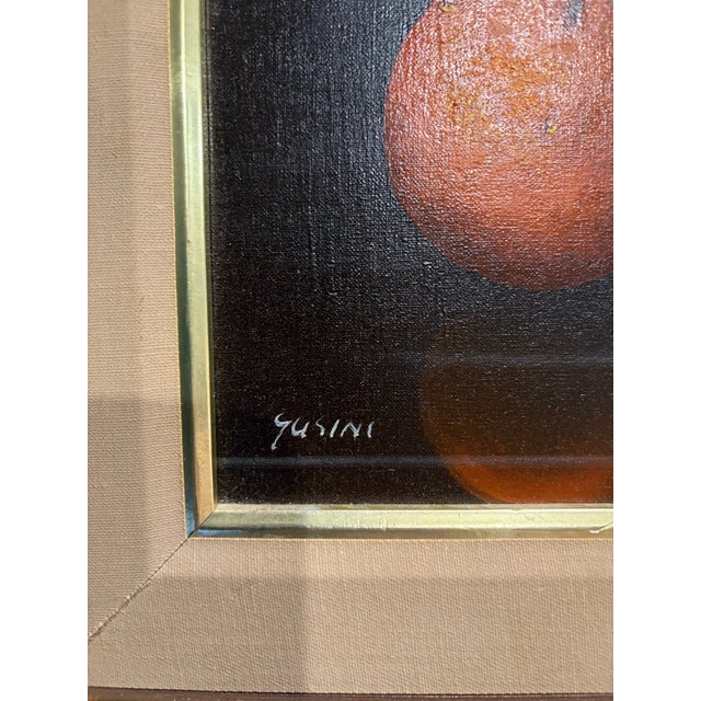 1960s Antonio Gusini Signed Mid-Century Realism Italian Citrus Oil Painting For Sale - Image 4 of 9