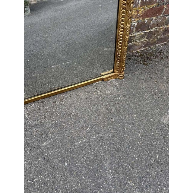 Large Antique English Arched Gilt Overmantle Mirror, 19th Century For Sale - Image 6 of 8