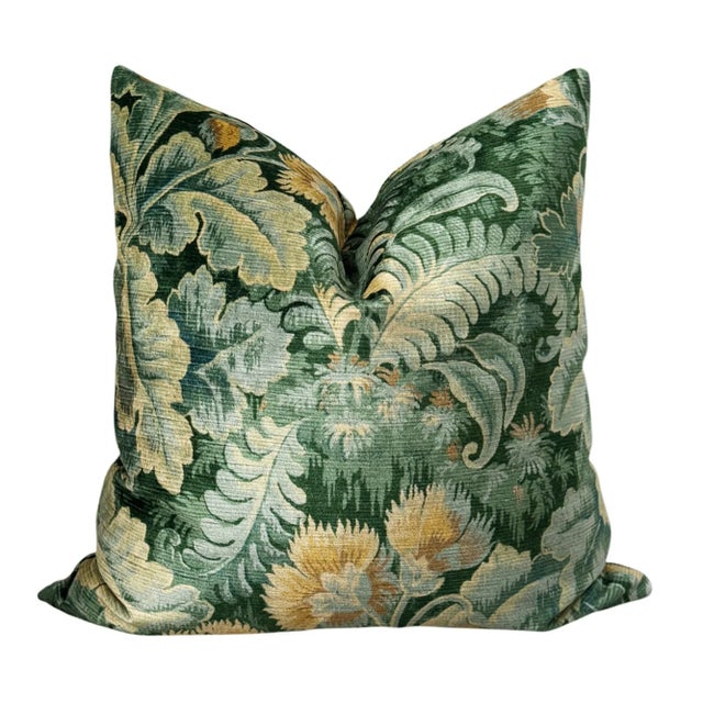 Chelsea Velvet Emerald and Saffron Pillow For Sale - Image 4 of 6