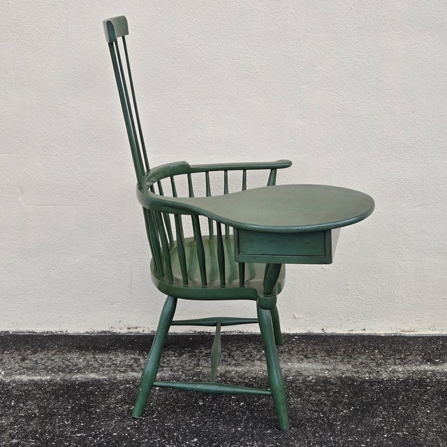 Barnard & Simonds 1960s Vintage Windsor Writing Chair by Barnard & Simonds Co. In Green For Sale - Image 4 of 15