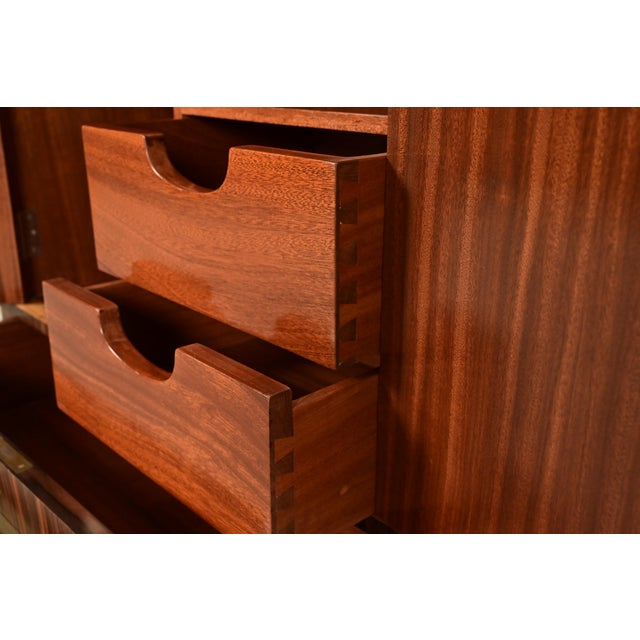Donald Deskey Style Art Deco Macassar Ebony and Mahogany Armoire Dresser, Circa 1930s For Sale In South Bend - Image 6 of 13
