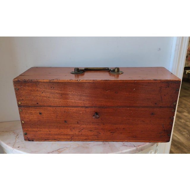 Campaign 19th Century English Mahogany Document Box With Brass Top Handle For Sale - Image 3 of 16