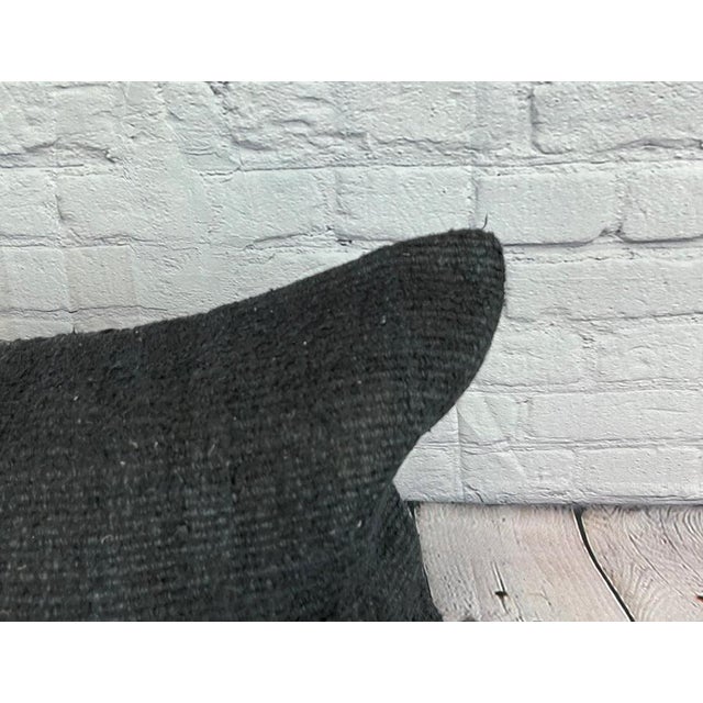Turkish 16 x 24 Hemp Pillow Turkish Cushion Natural Black Pillow Cushion Cover For Sale - Image 3 of 4