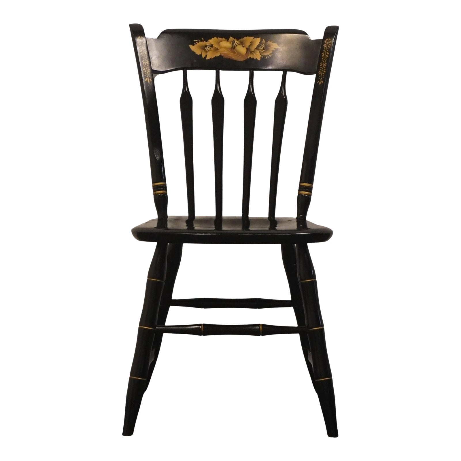 Ethan Allen / Baumritter Black & Gold Hand Decorated Hitchcock