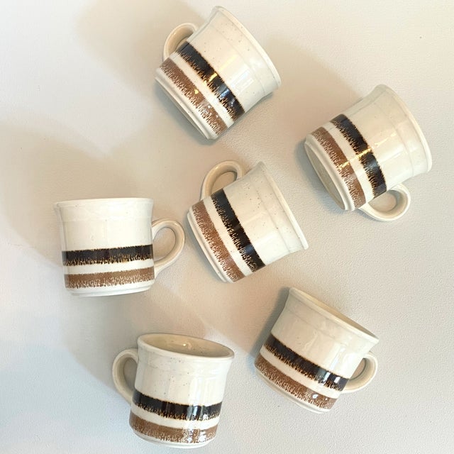 Vintage Bilton's Stripe Stoneware Coffee Mugs Made in England Set of