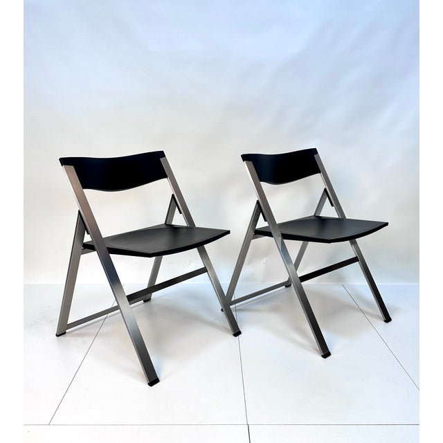 Model P08 Folding Chairs in Stainless Steel and Nylon by Justus Kolberg for Tecno, Italy, 1991, Set of 2 For Sale - Image 15 of 15