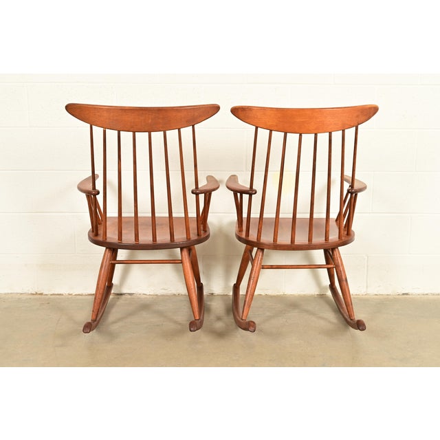 Russel Wright for Conant Ball Solid Birch Rocking Chairs | Pair For Sale - Image 12 of 14