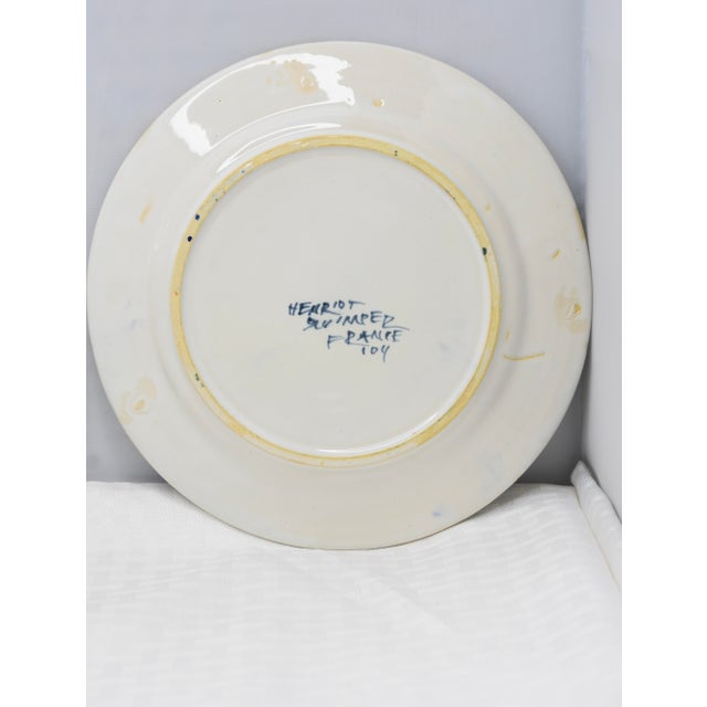 Art Deco Antique Henriot Quimper Petit Breton Primitive French Faïence Figural Plates, Set of 2 For Sale - Image 3 of 4