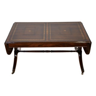 1930 Heritage Henredon English Regency Mahogany & Leather Top Coffee Table For Sale