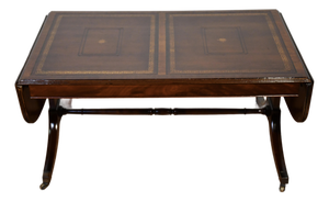 1930 Heritage Henredon English Regency Mahogany & Leather Top Coffee Table