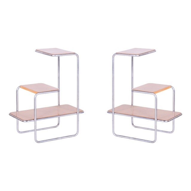 Bauhaus Étagères in Birch by Robert Slezák and Arnošt Beck, 1930s, Set of 2 For Sale