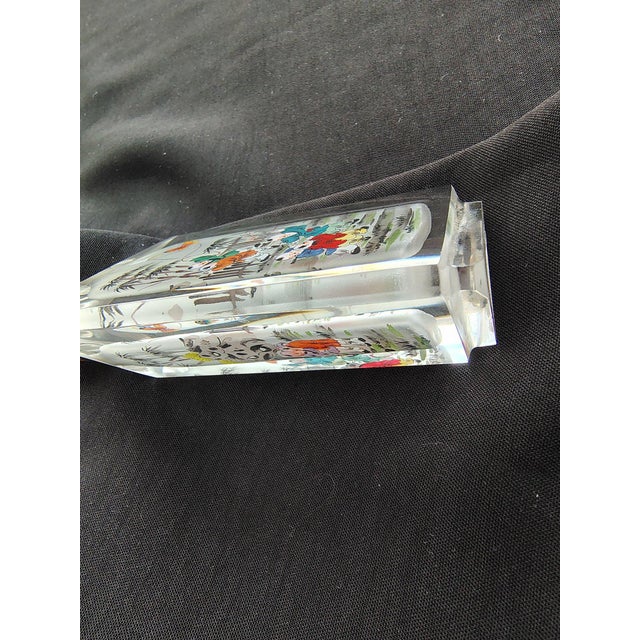 Late 20th Century Vintage Signed Chinese Inside-Painted Glass Snuff Bottle – Rare Triangular Form For Sale - Image 5 of 6