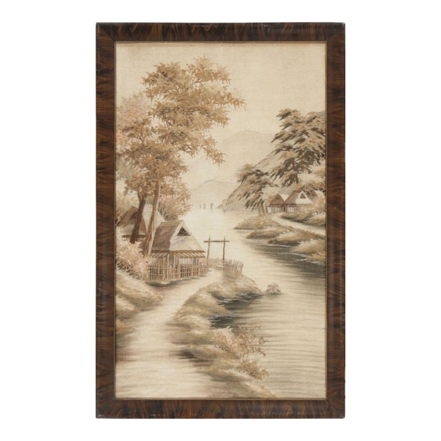 Antique Japanese Tapestry With Scenic Landscape Design - Rug & Kilim For Sale