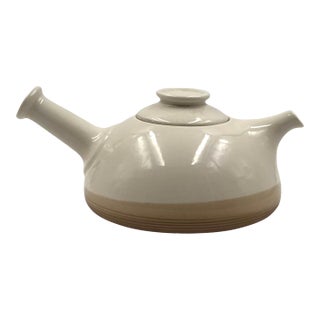 1970 Mid-Century Modern Cream Gres Teapot, Franco Bucci Italy For Sale