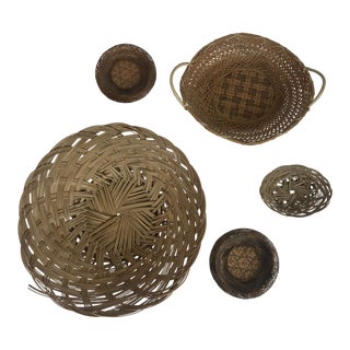 Wicker Wall Hanging Baskets - Set of 5 For Sale