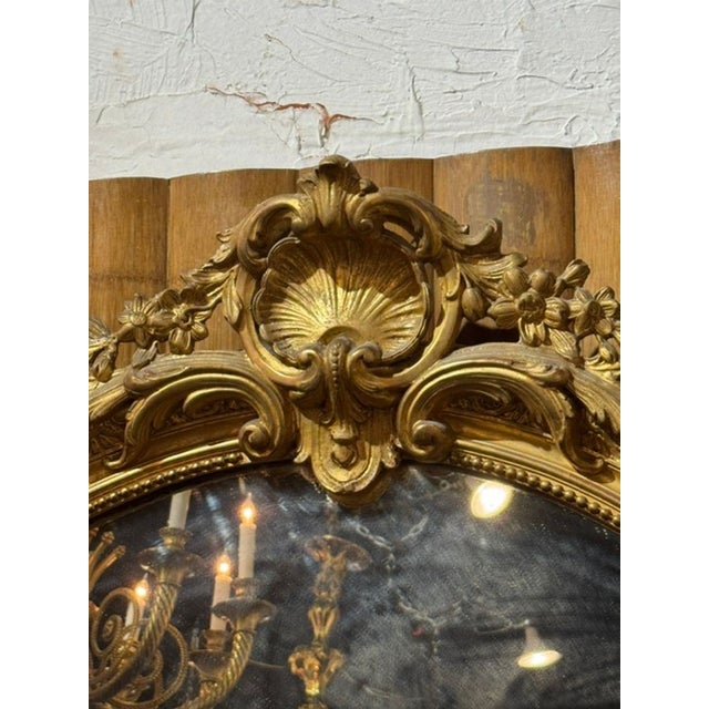 Gold 19th C. French Louis XV Giltwood Mirror For Sale - Image 8 of 9