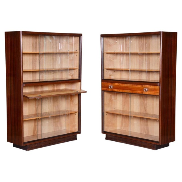 Vintage Art Deco Bookcases in Ash and Mahogany, 1940s, Set of 2 For Sale - Image 12 of 12