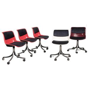 Swivel Wheeled Office Chairs attributed to Osvaldo Borsani for Tecno, 1980s, Set of 5