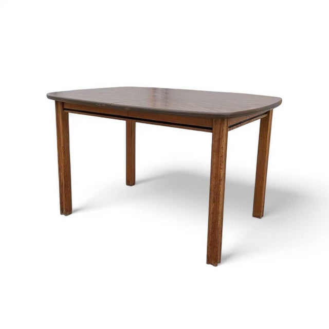 Brown Mid-Century Modern Walnut-Look Laminate Dining Table For Sale - Image 8 of 16