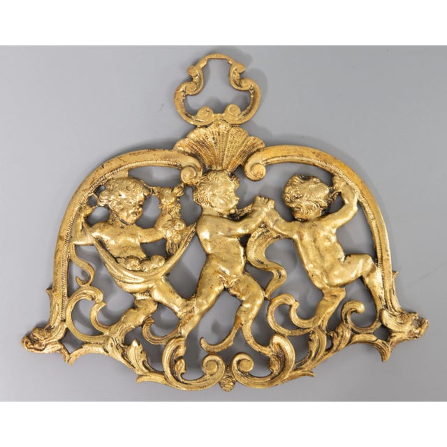 Late 19th Century Antique 19th Century French Gilt Bronze Cherubs Putti Wall Ornament Applique For Sale - Image 5 of 5