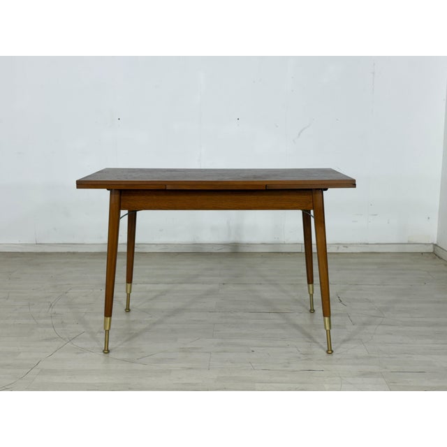 Mid-Century Extendable Wooden Kitchen Table For Sale - Image 3 of 9