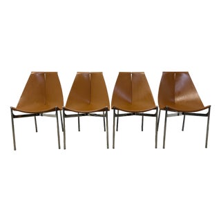 Gordon Guillaumier Leather Sling Lyo Dining Chairs for Frag, Italy - Set of Four For Sale