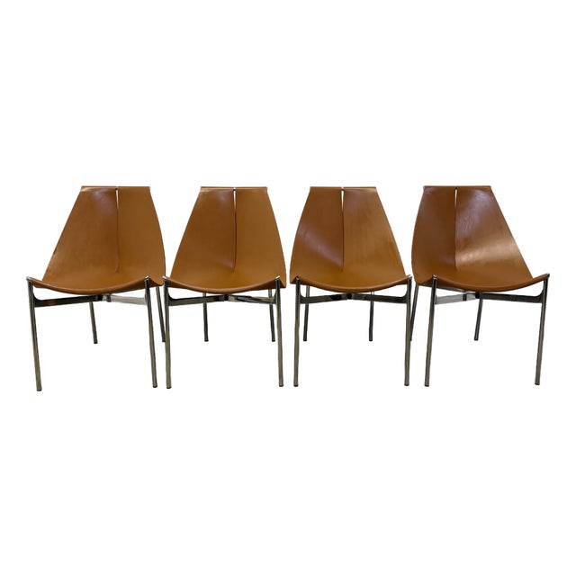 Gordon Guillaumier Leather Sling Lyo Dining Chairs for Frag, Italy - Set of Four For Sale