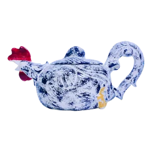 Antique White Ceramic Rooster Teapot, Made in 1963