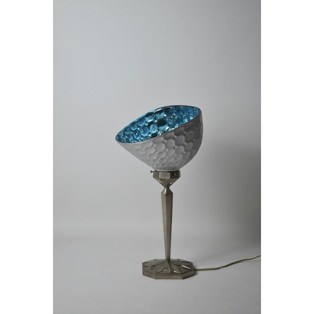 Blue Art Deco Table Lamp Ilrin by L. Bosi & Cie, France, 1920s For Sale - Image 8 of 18