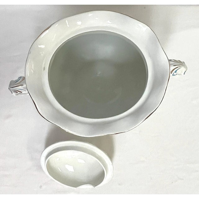 Vintage Large Lidded Porcelain Tureen With Gold and Blue Accents For Sale - Image 11 of 12