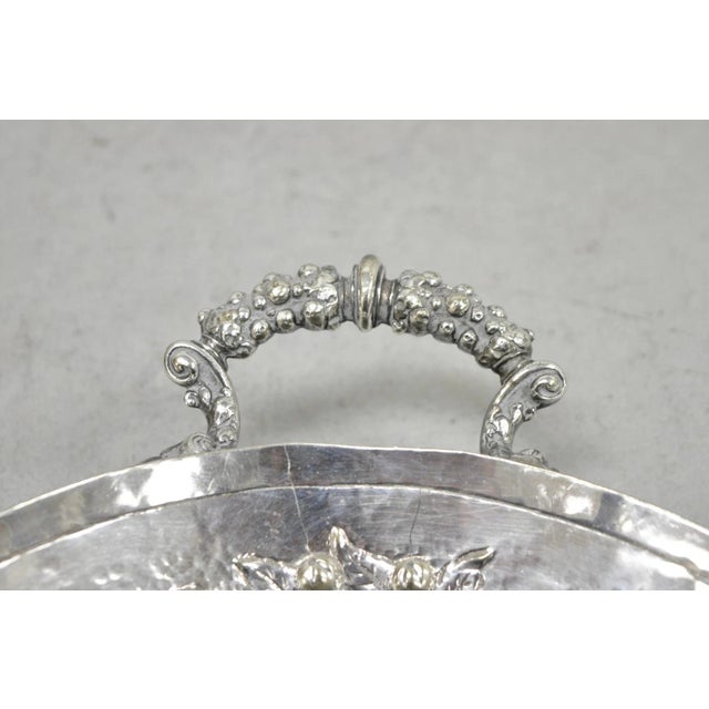 Antique Victorian Silver Plated Fruit Harvest Repousse Centerpiece Fruit Bowl For Sale - Image 11 of 16