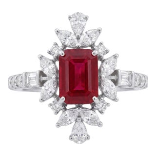 Natural Ruby 1.08cts & Diamond 0.75cts Ring in 18k Gold For Sale