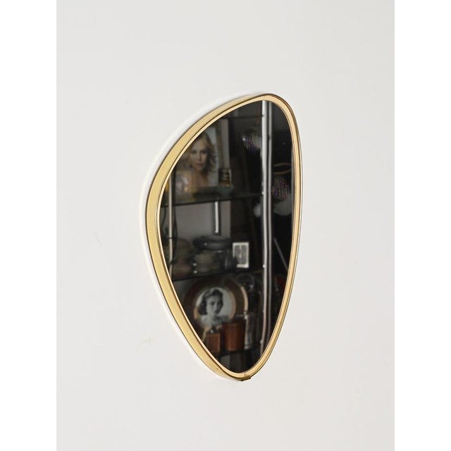 Mid-Century Italian Asymmetric Brass Wall Mirror, 1950s For Sale - Image 11 of 12