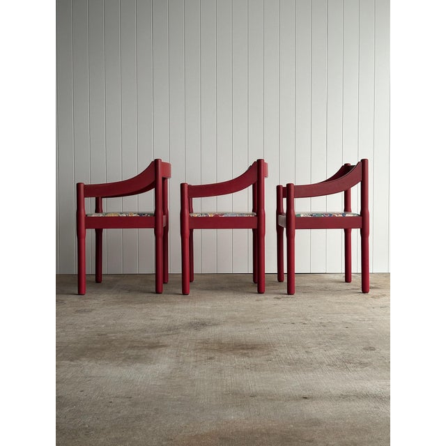 Set of Six Vintage Red Lacquered Dining Armchairs, Attributed to Vico Magistretti For Sale - Image 9 of 18