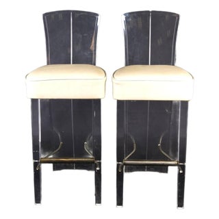 1970s Pair MCM Lucite Bar Chairs / Stools by Hill Manufacturing Co. For Sale