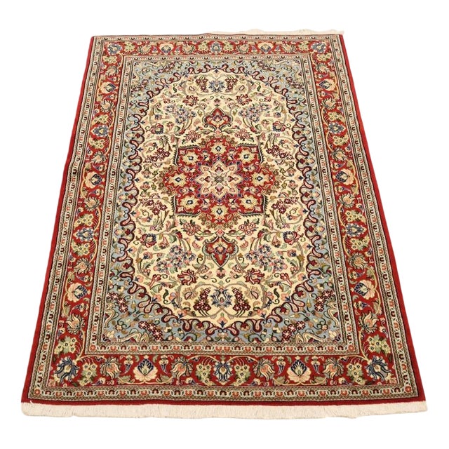 Hand-Knotted Wool Ghom Rug For Sale