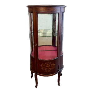 Mahogany Marquetry Inlaid Vitrine Closet