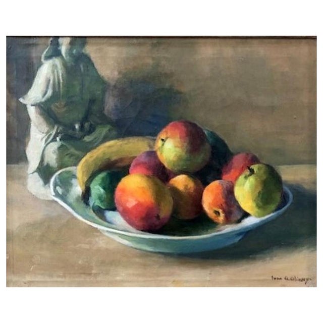 Artist: Ivan Grigorewitch Olinsky (Russian-American, 1878 1962) Subject: Still life w/ Chinese porcelain figurine & fruits...