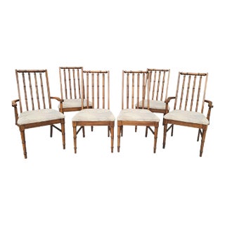 Vintage Faux Bamboo Dining Chairs - Set of 6 For Sale