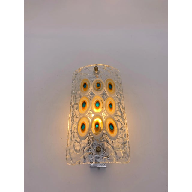 Applique wall lamp attributed to mazzega single Very beautiful, medium -sized wall lamp. The glass is fantastic with...