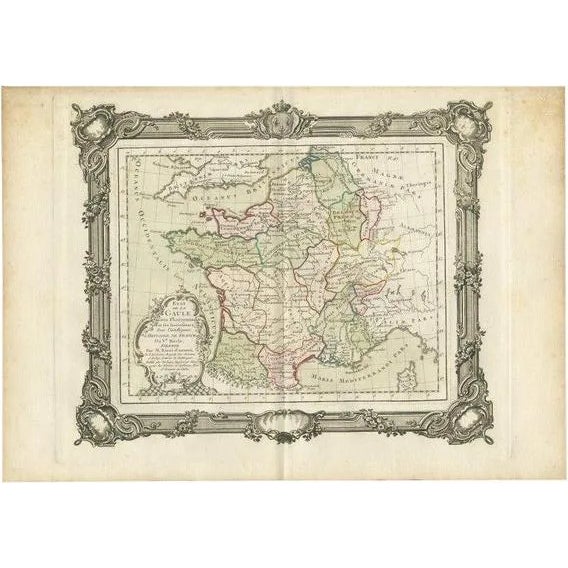 Antique Map of France by Zannoni, 1765 For Sale