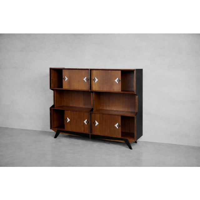 Black Mid-Century Danish Modern Teak Buffet with Hand-Painted Pattern, 1950s For Sale - Image 8 of 17