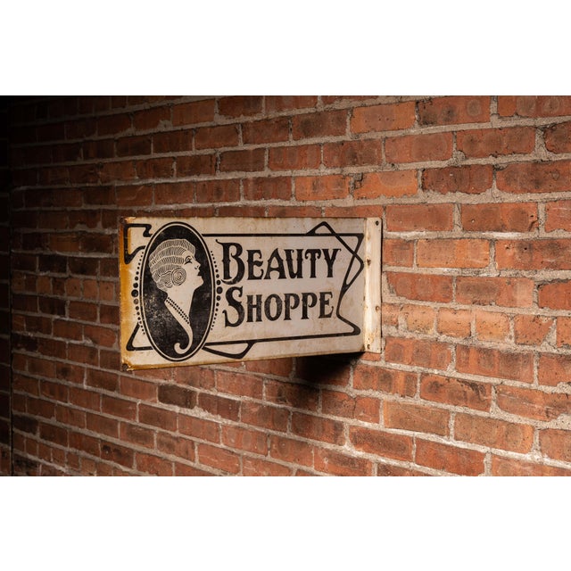 Art Deco "Beauty Shoppe" DSP Flange Storefront Sign For Sale In Chicago - Image 6 of 9